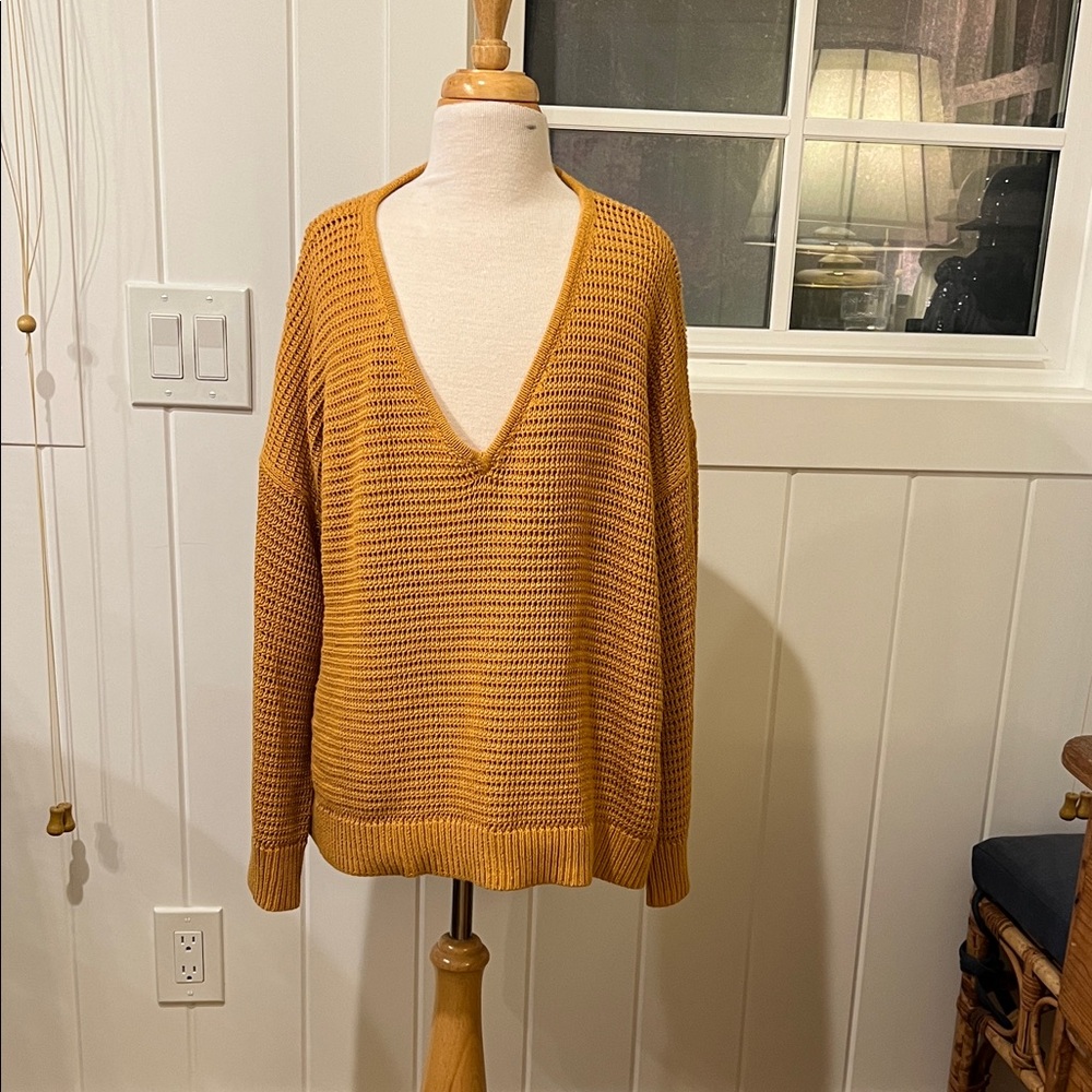 Madewell woman’s V-Neck Sweater in Mustard